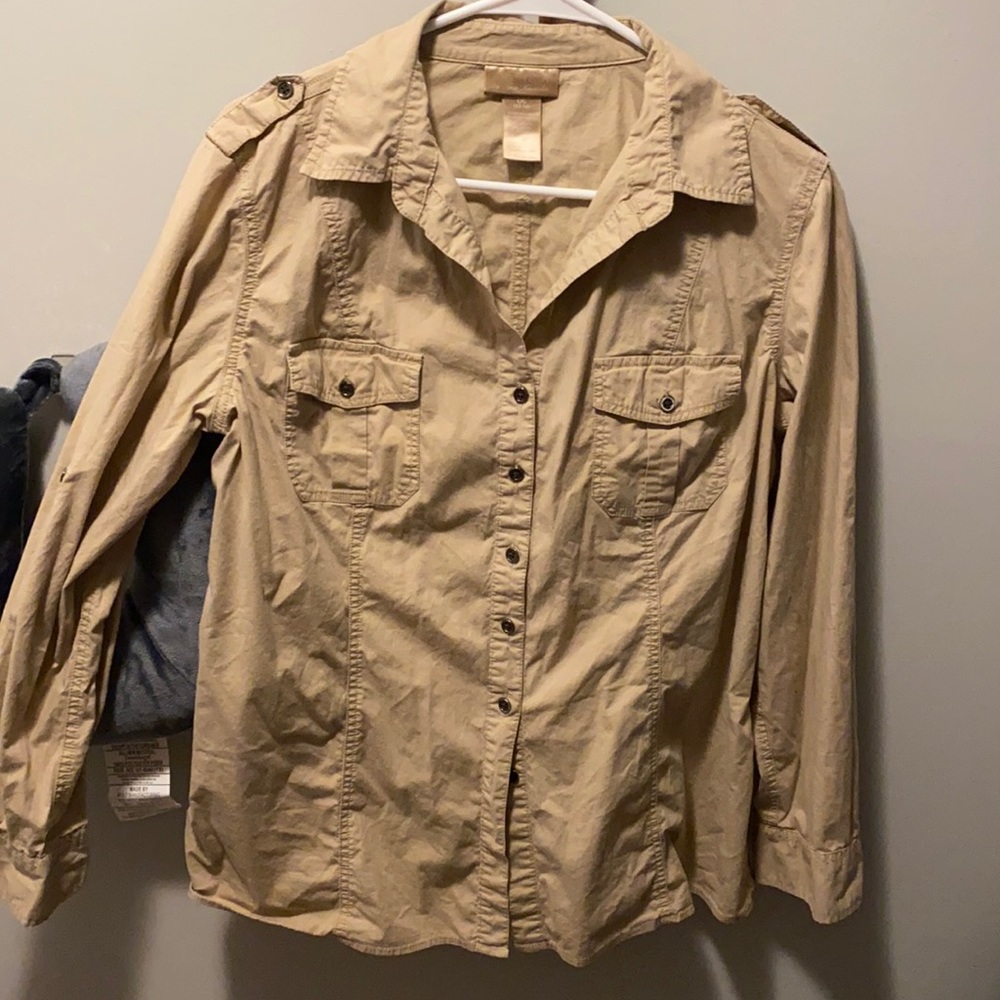 Casual tan button down